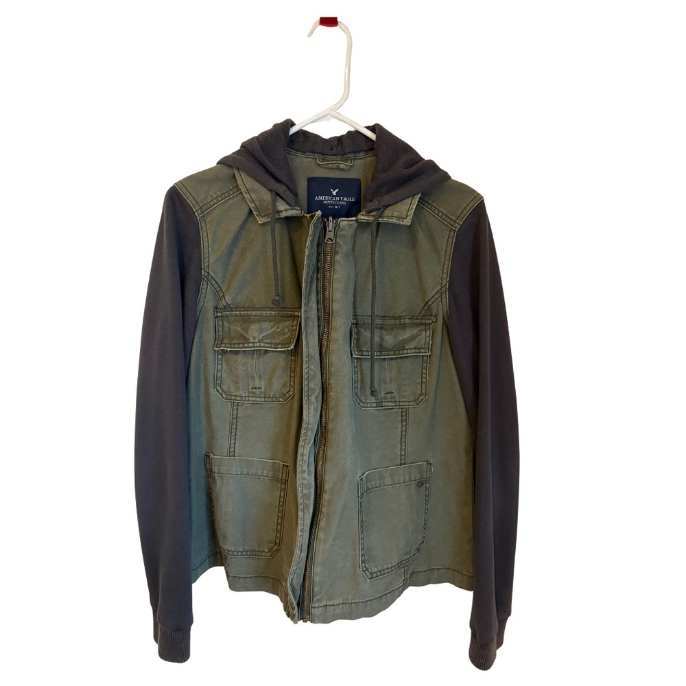 American Eagle Olive Green Utility Jacket Hoodie Women’s Size Large - Picture 5 of 12